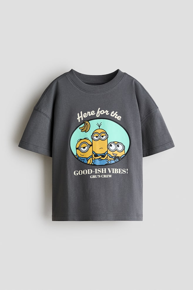 T-shirt oversize z nadrukiem motywu - Ciemnoszary/Minionki/Ecru/Samochody/Kremowy/Toy Story - 1