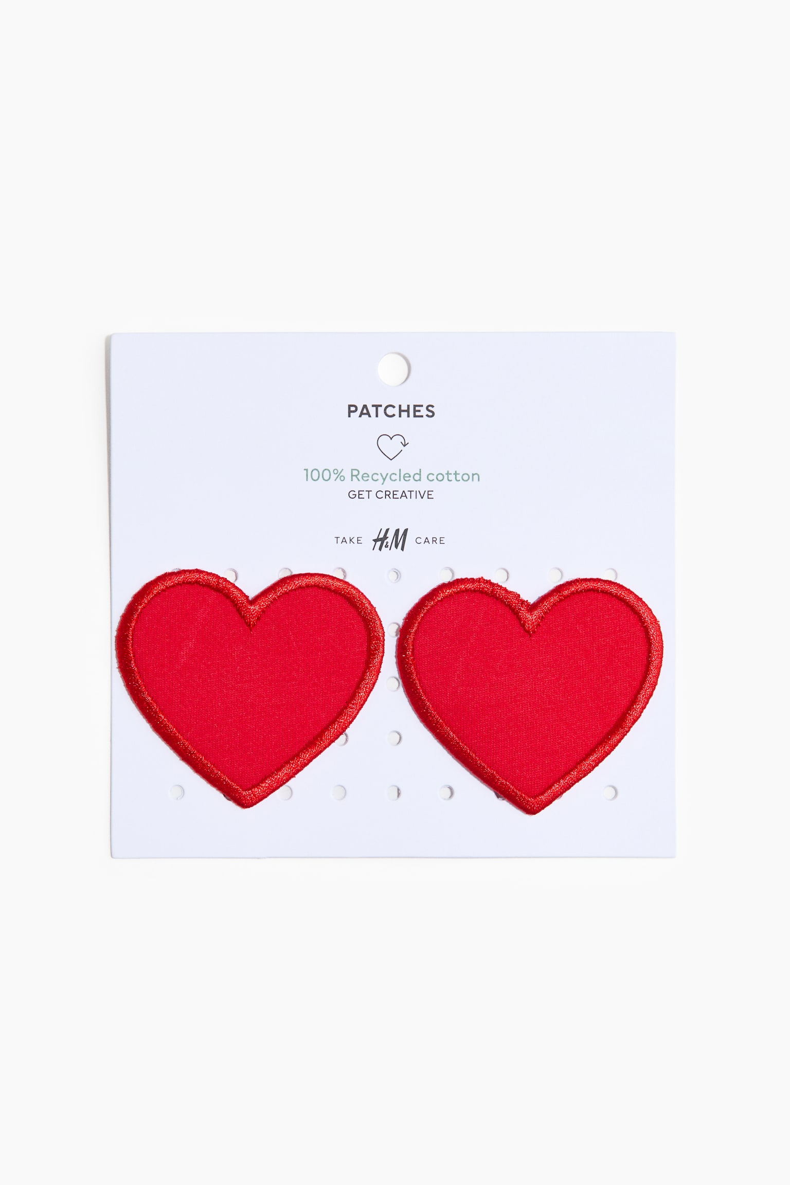 2-pak strygemærke - Rød/Hjerter - 2