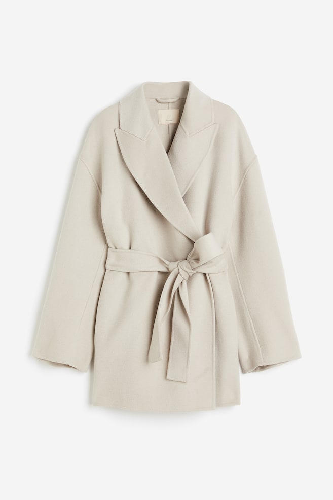 Wool-blend coat - Light beige/Dark grey - 2