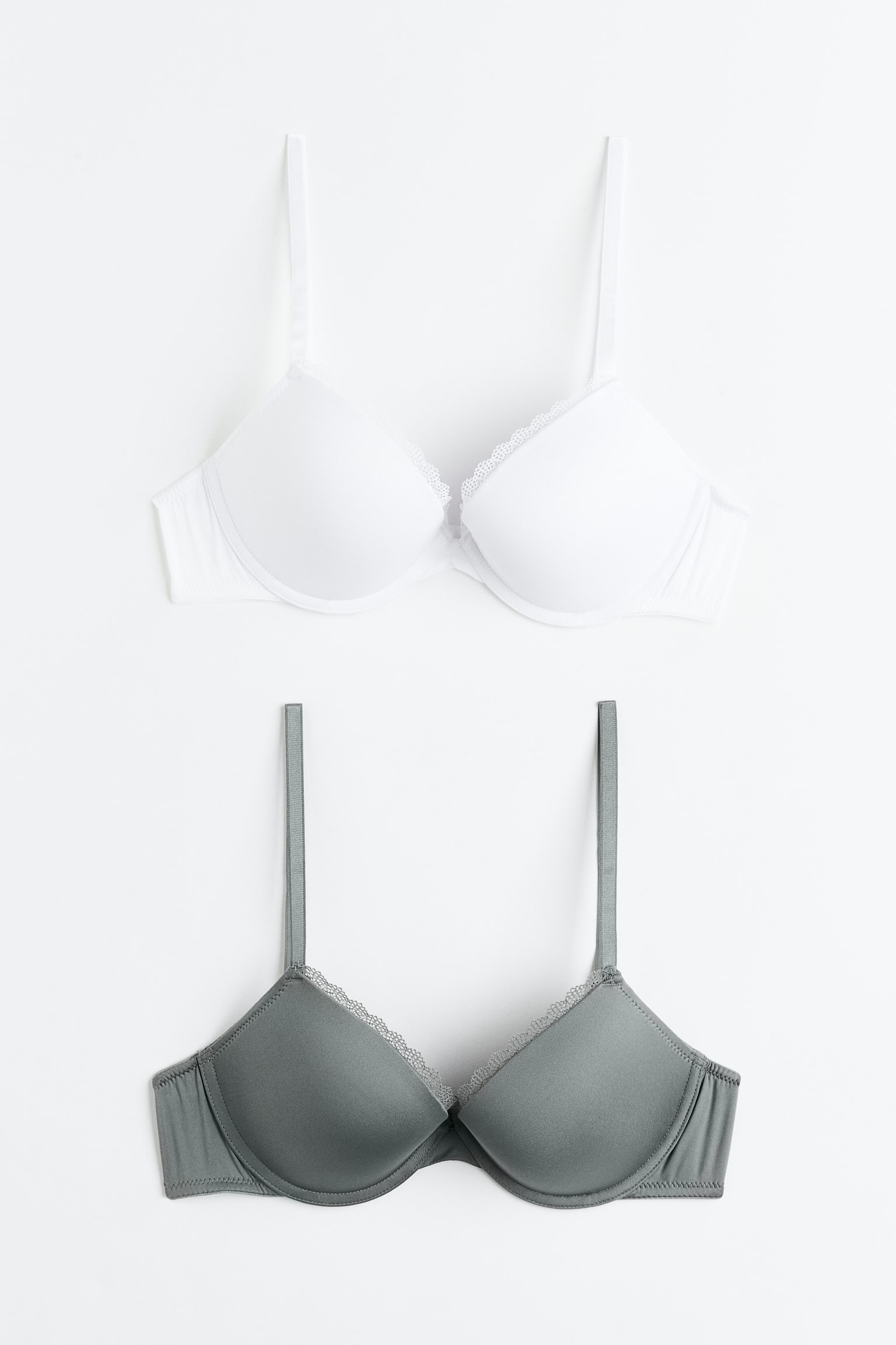 2-pack microfibre push-up bras - White/Grey-green - 1