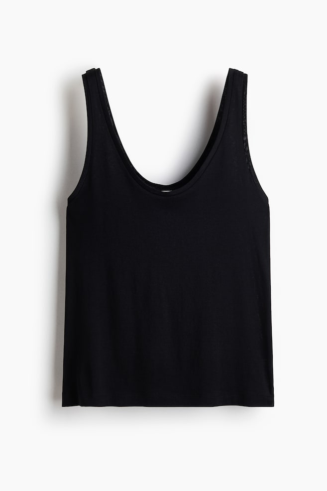 Silk-blend vest top - Black/Cream/Rust brown/Lilac - 1