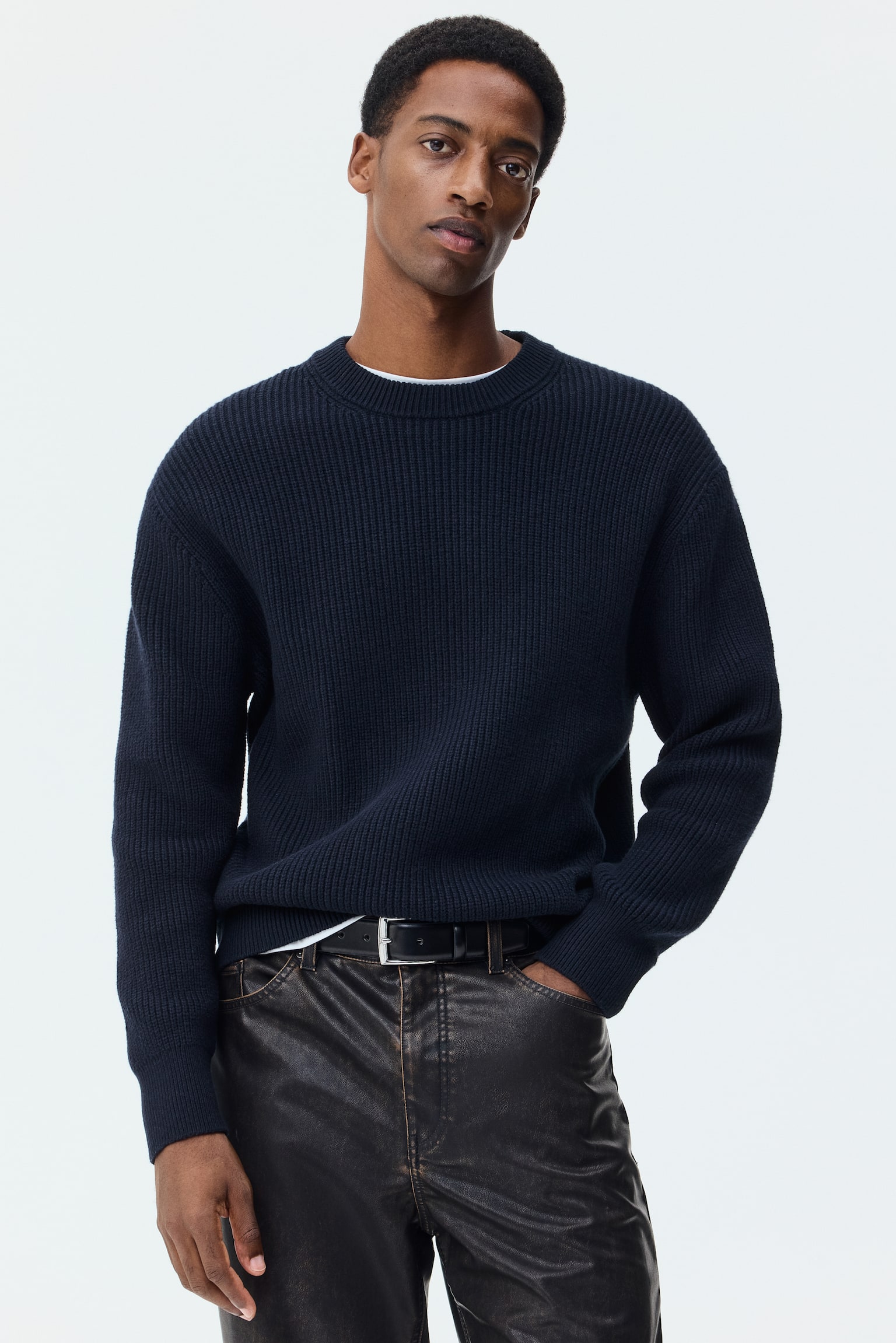 Relaxed Fit Knitted jumper - Navy blue/Cream/Mole - 1