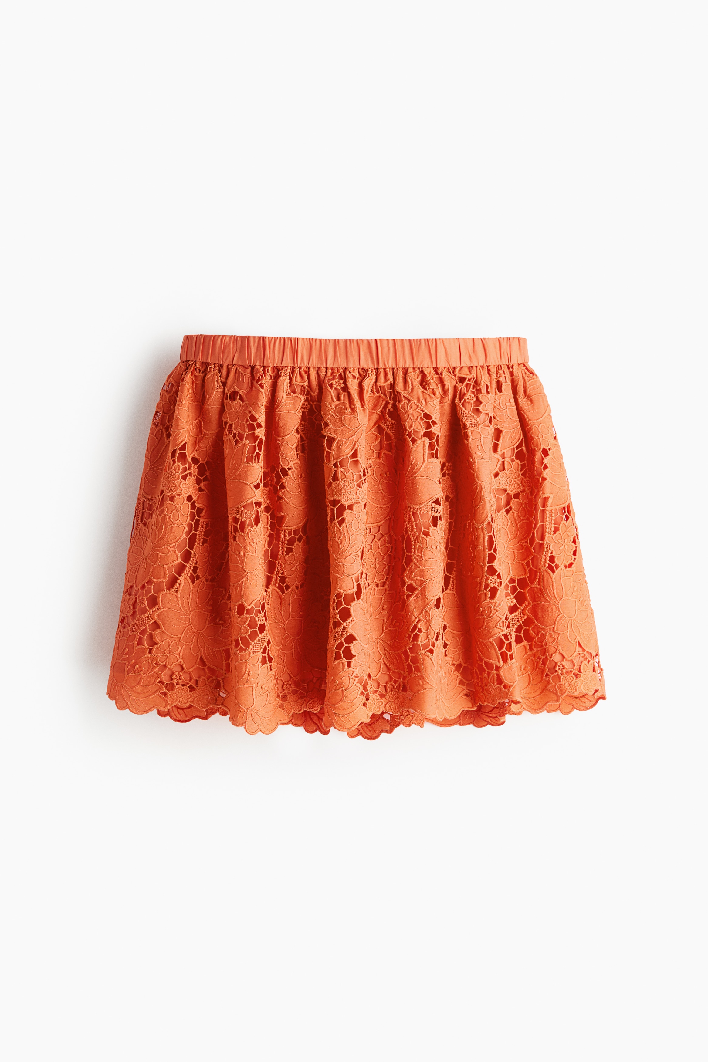 Jupe avec broderie anglaise - Abricot