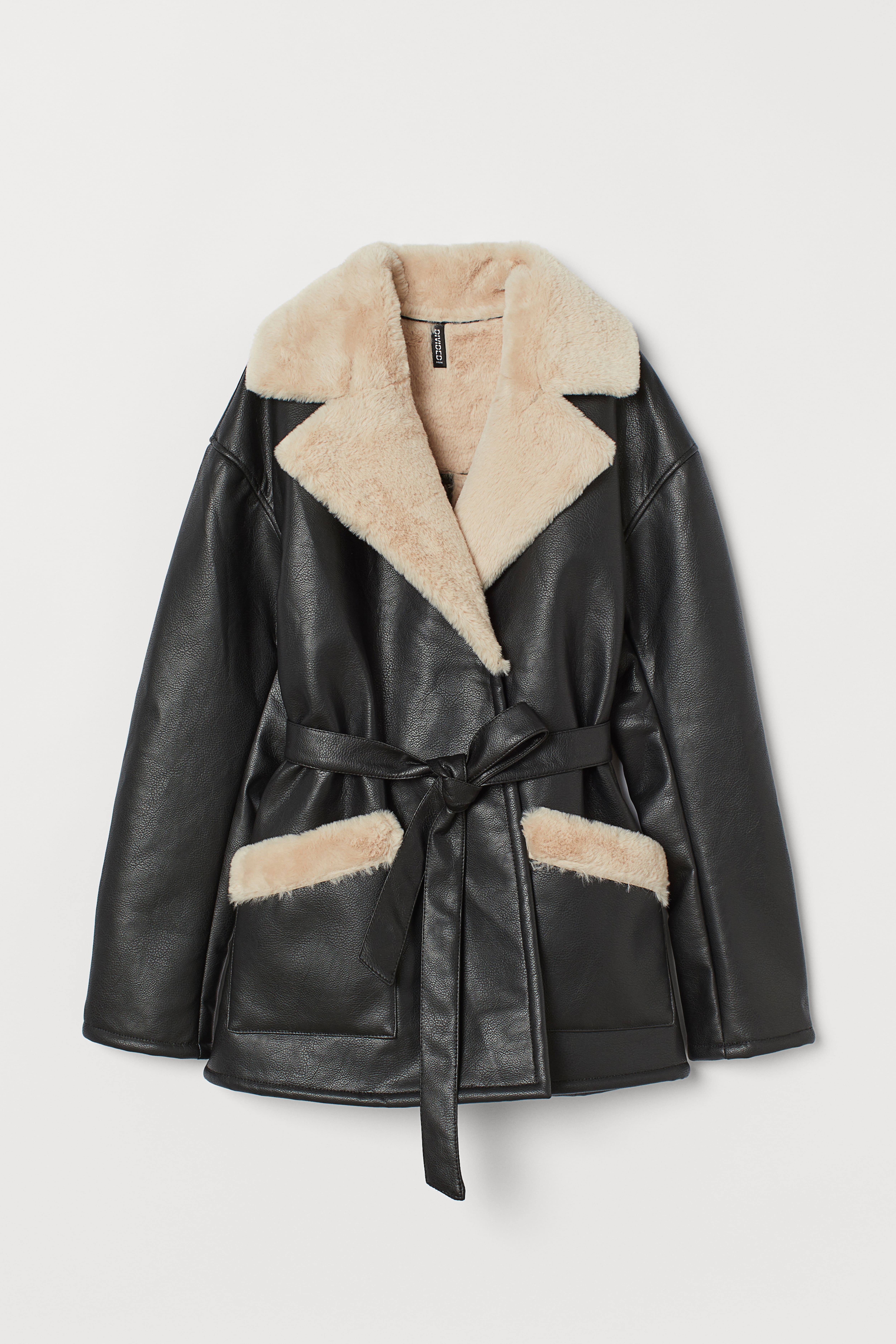 Faux fur jacket h&m black hotsell