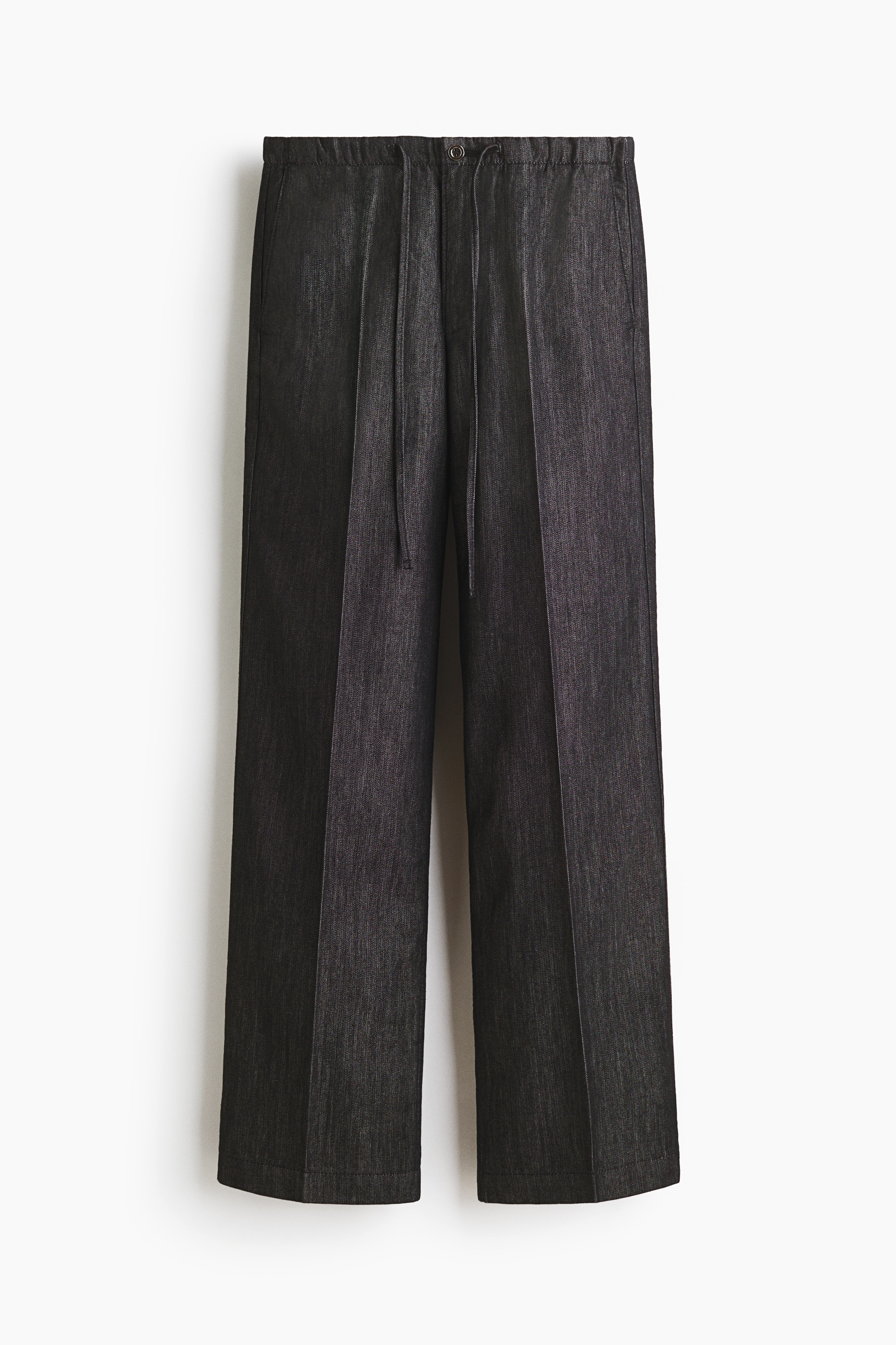 Denim broek met drawstring - Washed zwart