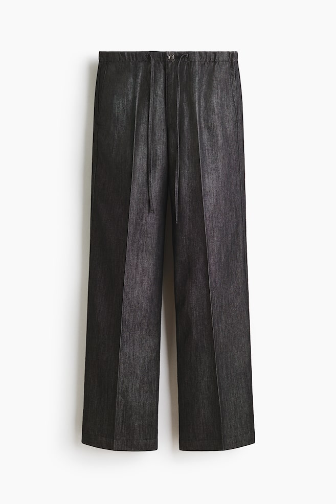 Pantaloni in denim con coulisse - Nero lavato - 1