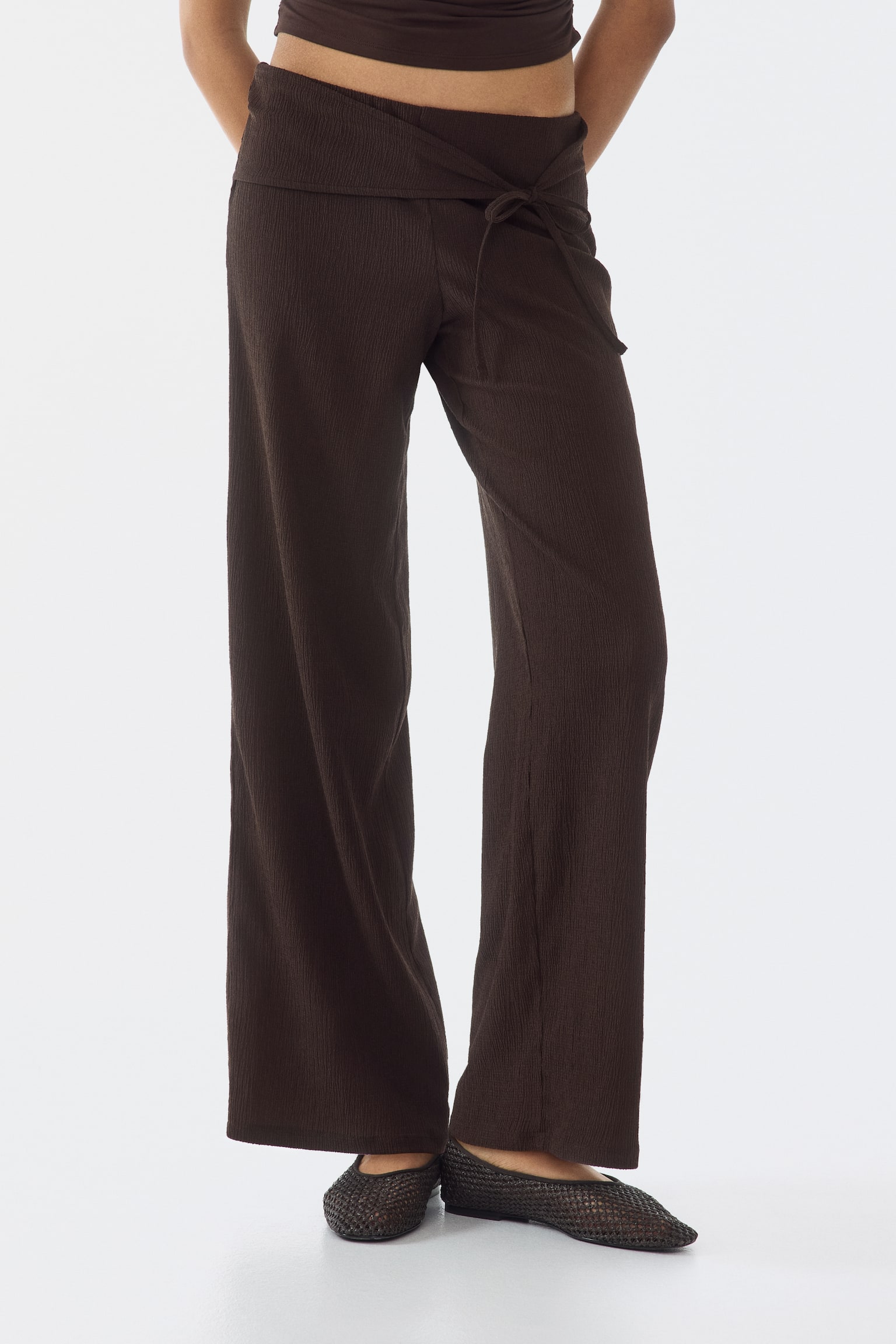 Женские брюки H&M Tie-Detail Jersey Pants, цвет: Тёмный коричневый — фото 3