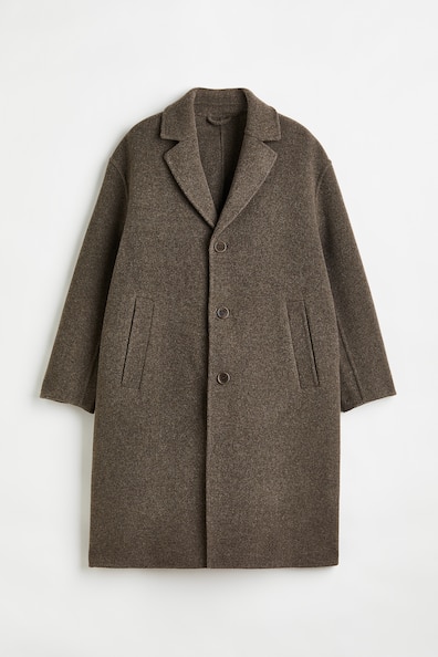 Oversized wool-blend coat - Long sleeve - Long - Brown - Men | H&M GB