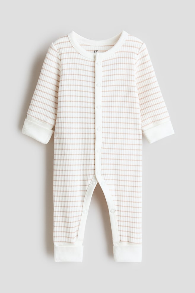 Adjustable-fit Jumpsuit - White/striped/Light beige/Cream/lemons/Light beige/floral/Beige melange/Light khaki green/Light dusty beige/Dark dusty pink - 1