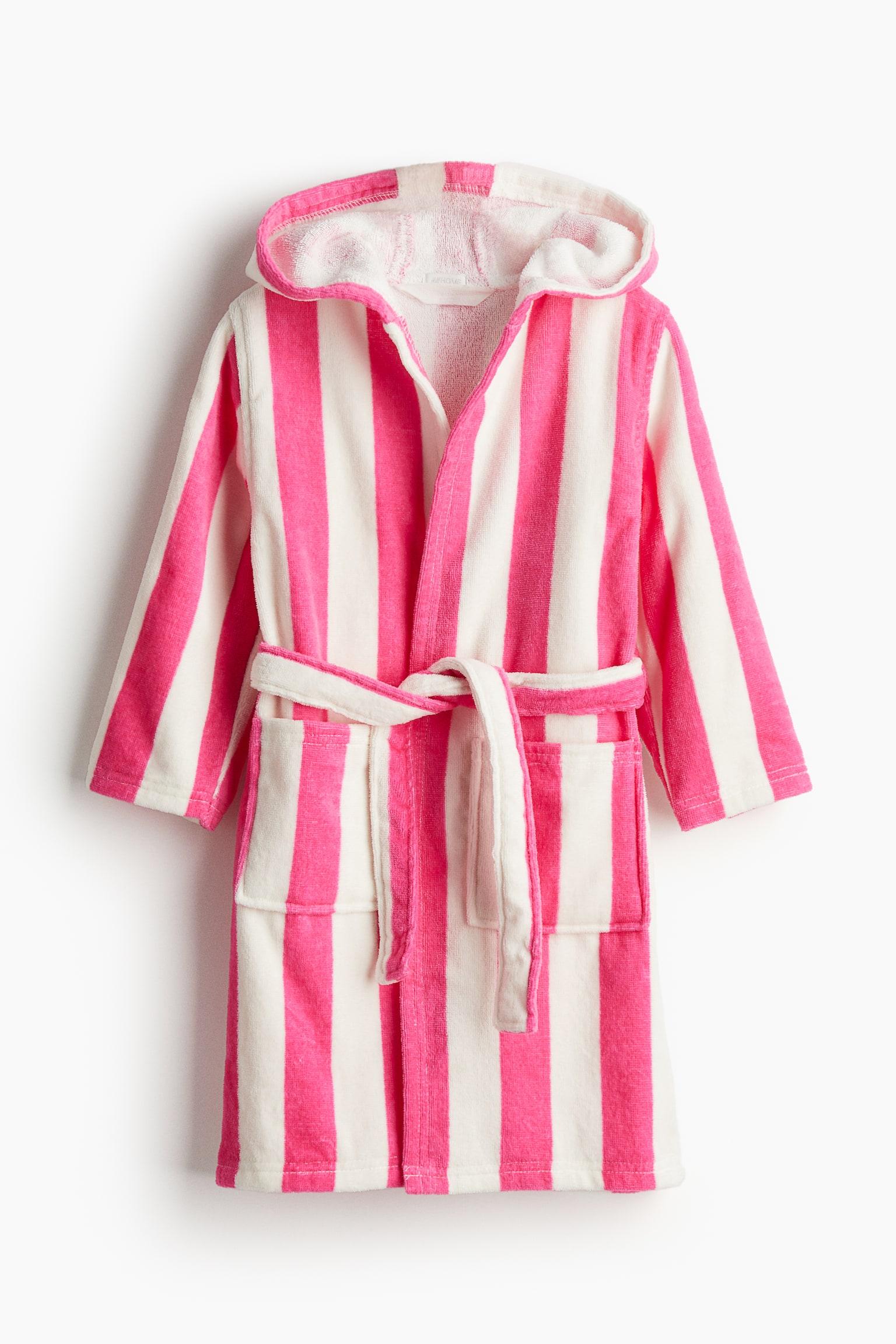 Cotton terry dressing gown - Hot pink/Striped/Bright blue/Striped/Light beige/Striped - 1