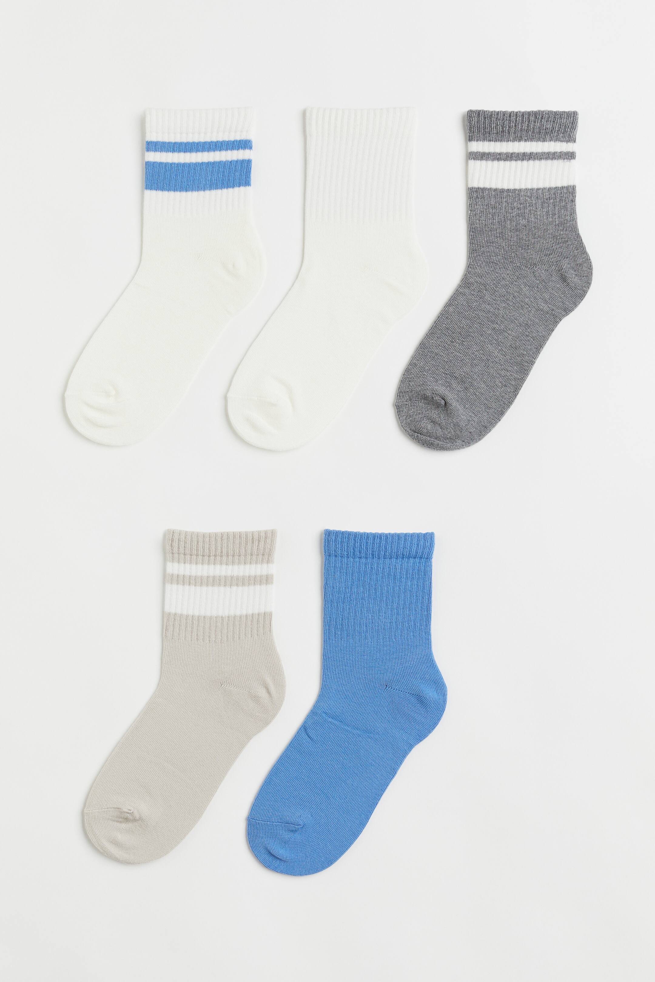 View larger image: 5-pack socks - Light beige/White striped - Ladies | H&M 1