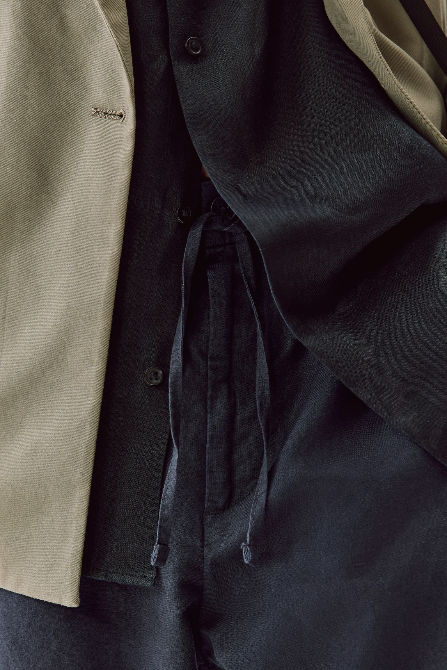 Regular Fit Linen-blend trousers - Navy blue/Light beige/White/Black/Dark brown - 3