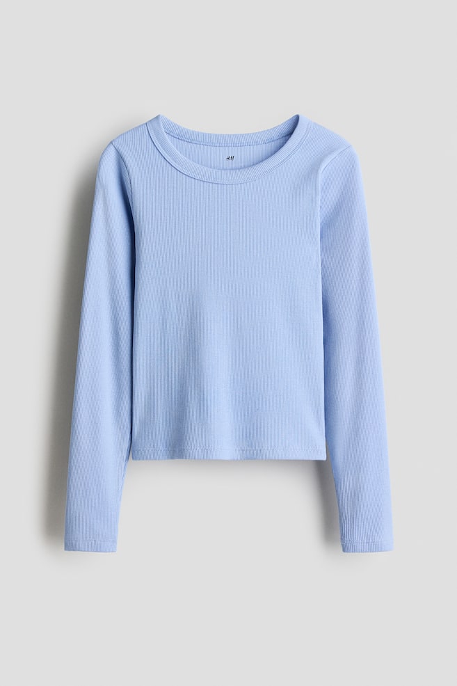 Maglia in jersey di cotone a costine - Azzurro/Nero/Rosa chiaro - 1