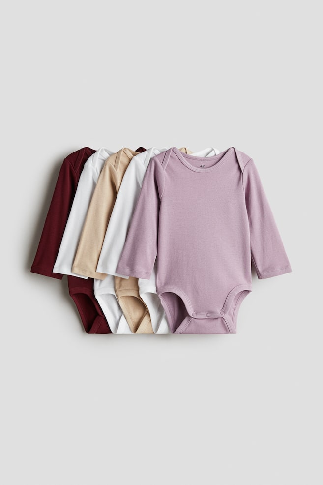 Pack de 5 bodies - Lila/Rojo oscuro/Azul/Verde/Blanco/Gris/Negro/Blanco/Blanco/Beige/Rosa claro/Blanco/Azul/Verde empolvado/Blanco - 1