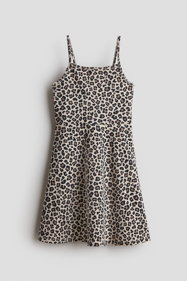 Trägerkleid aus Baumwolle - Hellbeige/Leopardenprint/Weiß/Schwarz geblümt/Dunkelblau/Polka Dots - 1
