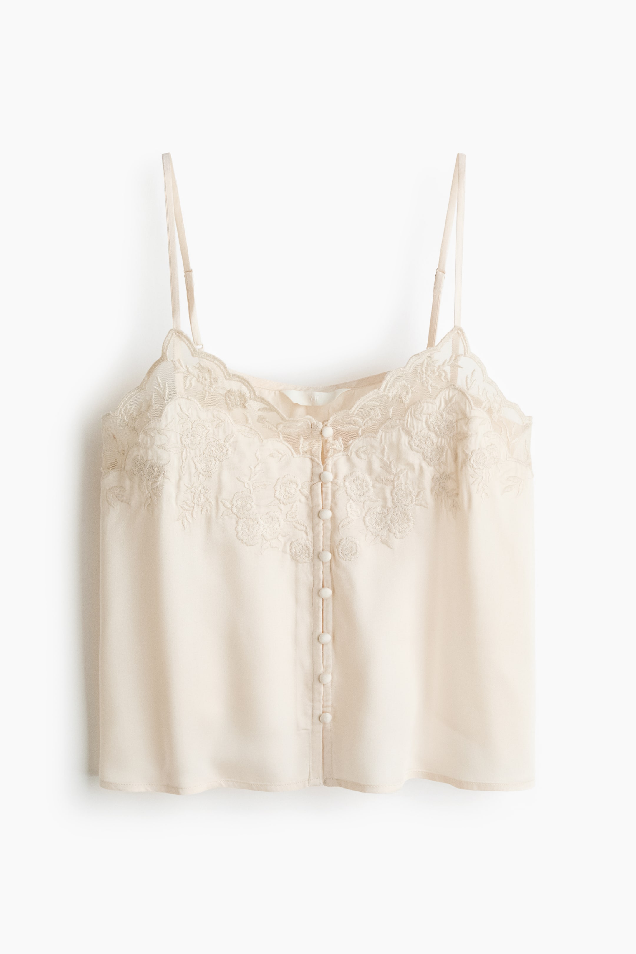 View larger image: Embroidered-detail viscose top - Light beige - Ladies | H&M IE 1