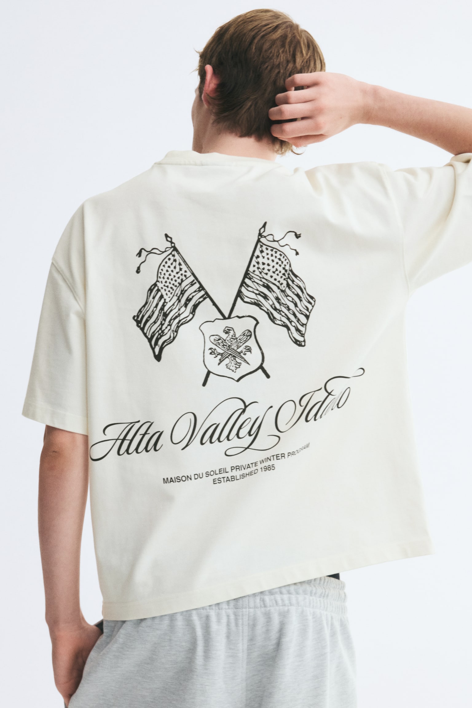 Oversized Boxy Printed Cotton T-Shirt - White/Alta Valley Idaho/Dark taupe/Field Goods - 1