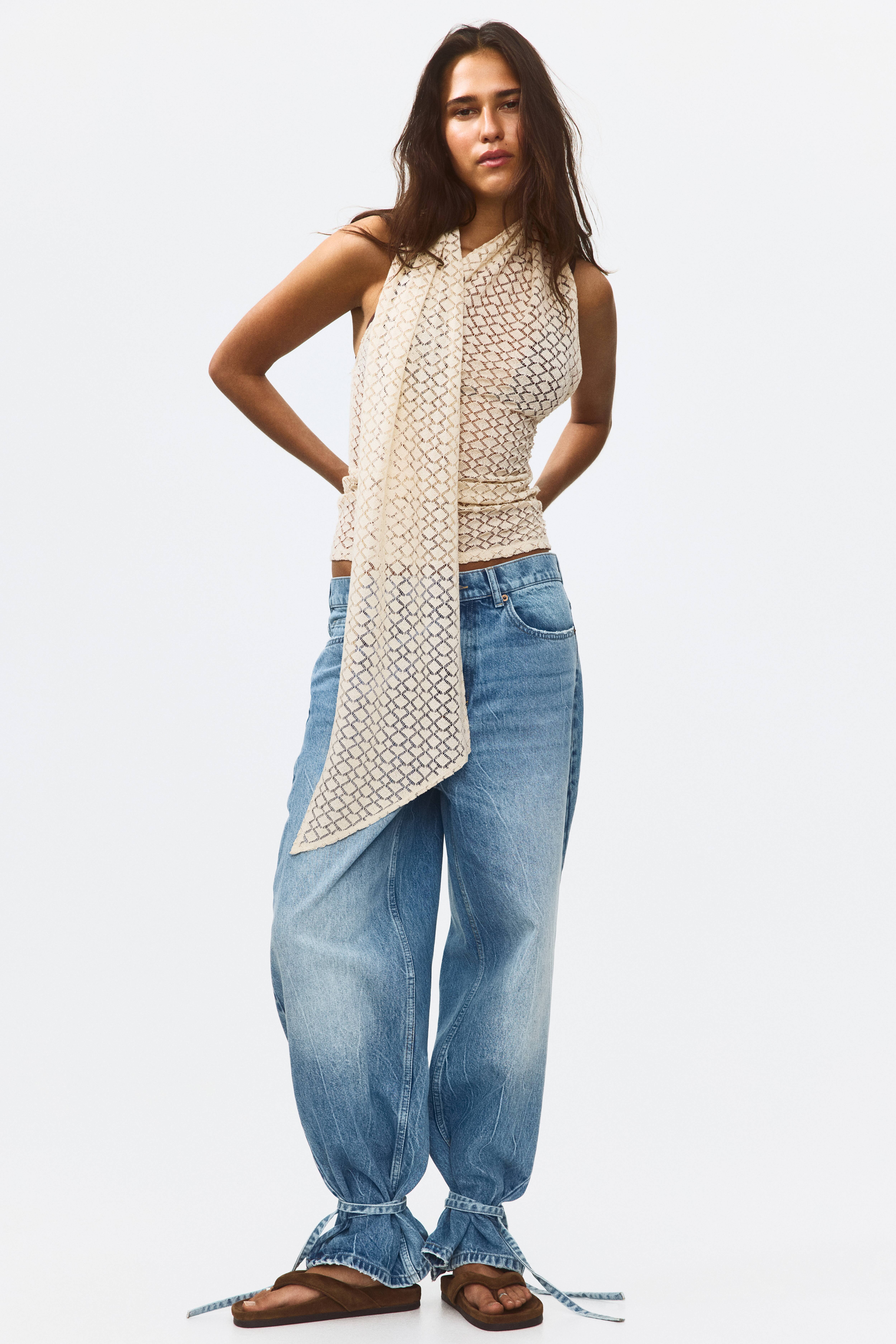 Crochet-Look Scarf-Collar Top