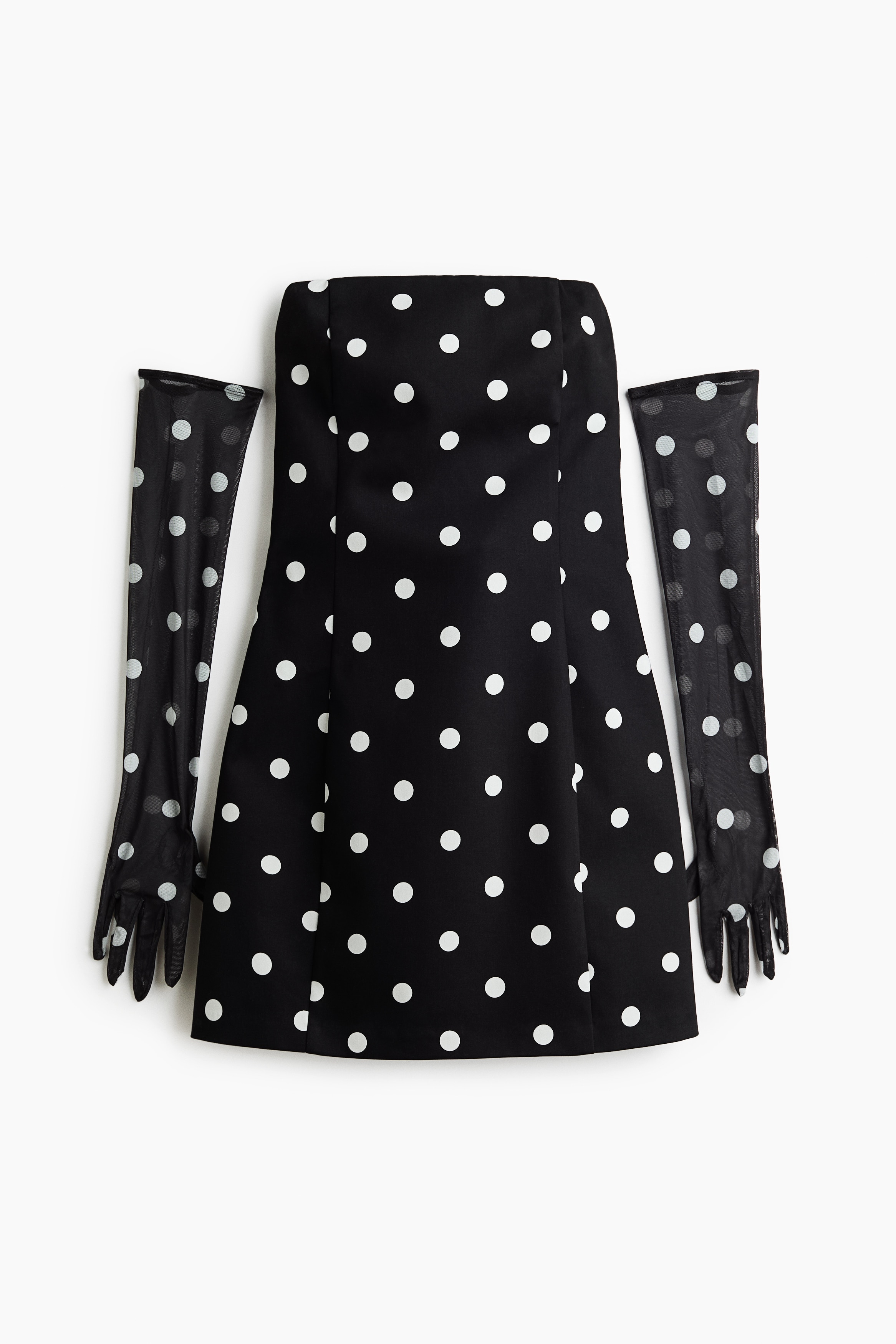 Vestido bandeau estampado con guantes