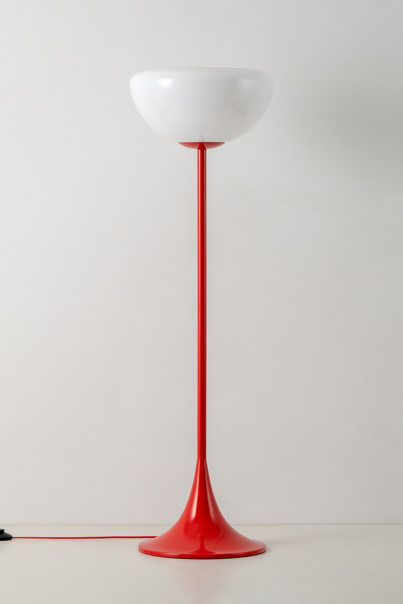 Glass Bowl Floor Lamp - Red - 3