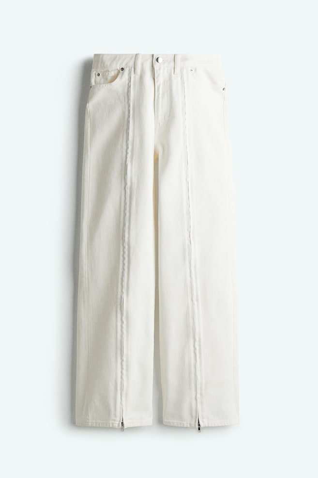 Jeans mit Zippern am Bein - Weiß - 1