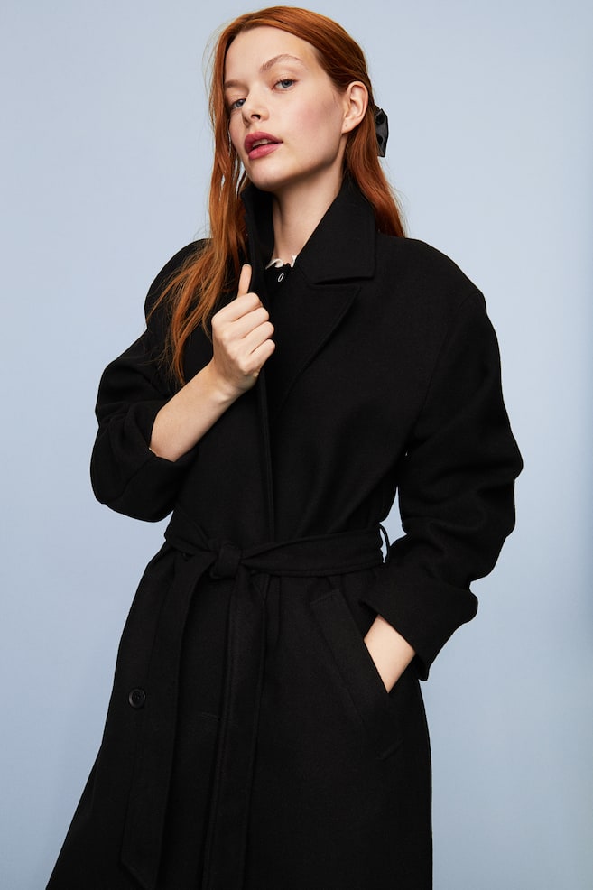 Double-breasted coat - Black - 5