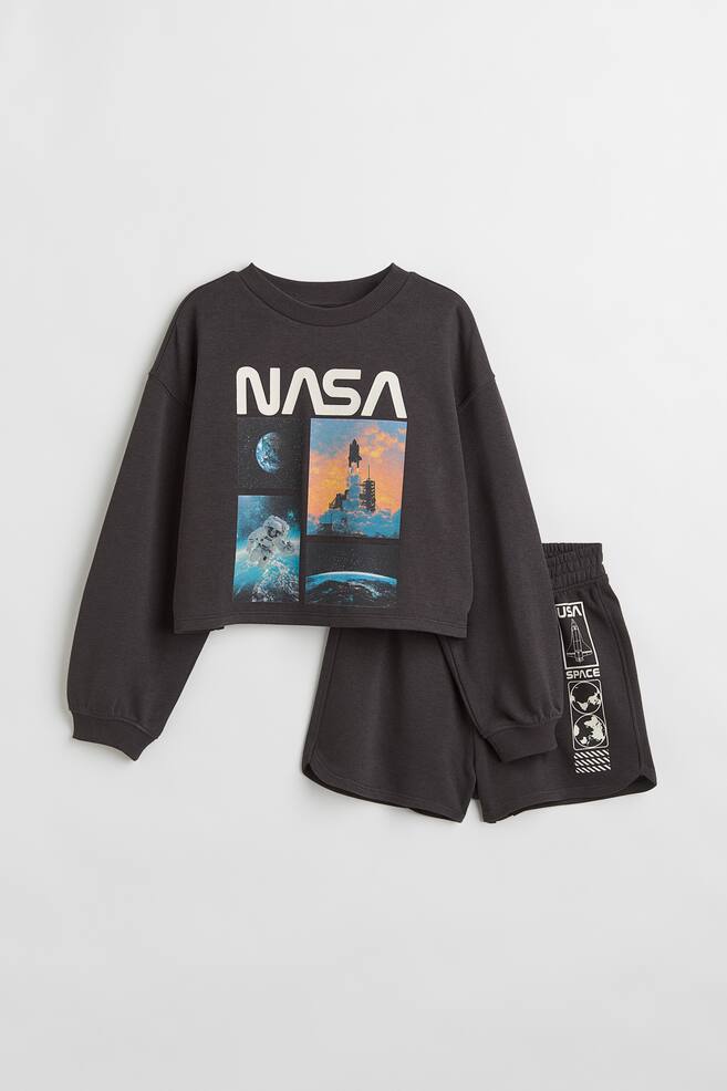 2-teiliges Sweatshirt-Set - Dunkelgrau/NASA/Apricot/Friday Feeling - 1