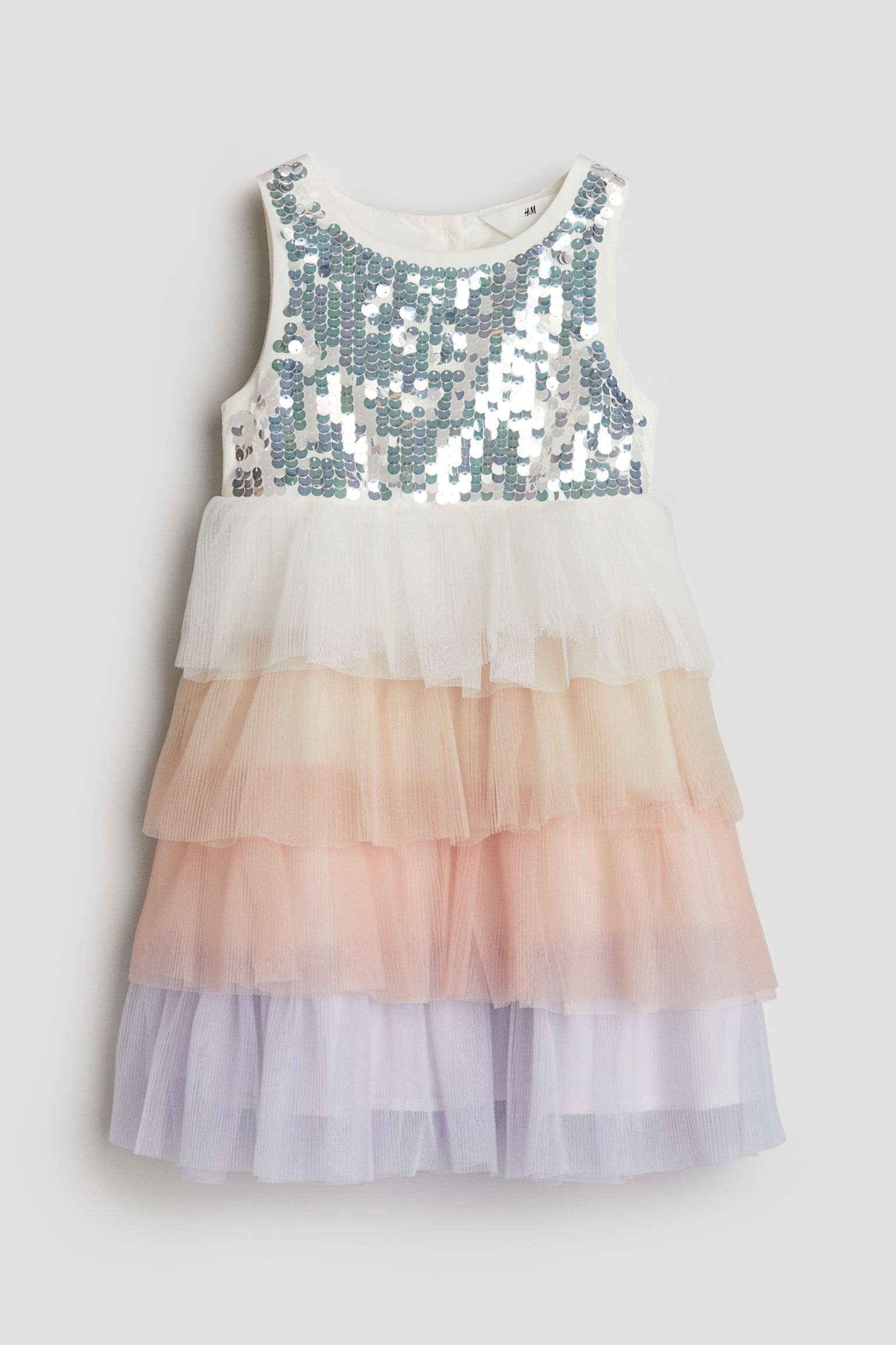 Sequin Tulle Dress - White/Gradient/Light pink/Old rose/Light dusky pink/Stripe - 2