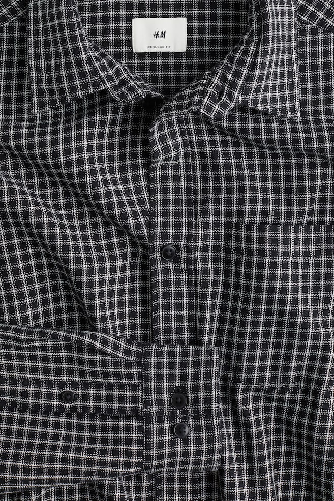 Koszula z diagonalu Regular Fit - Czarny/Biała krata - 6