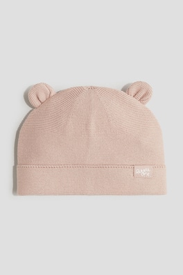 Stickad beanie i bomull