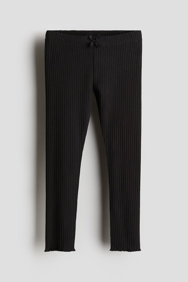 Ribbed cotton leggings - Black/Beige marl/Navy blue/Dark dusty pink/Floral/Pink/Floral - 1