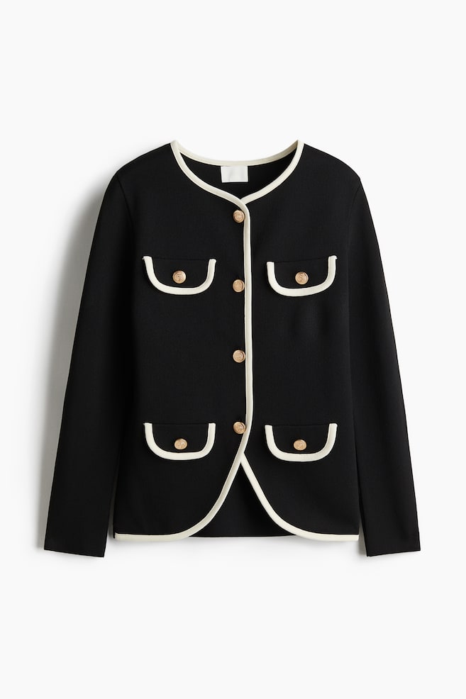 Knitted cardigan - Black - 1