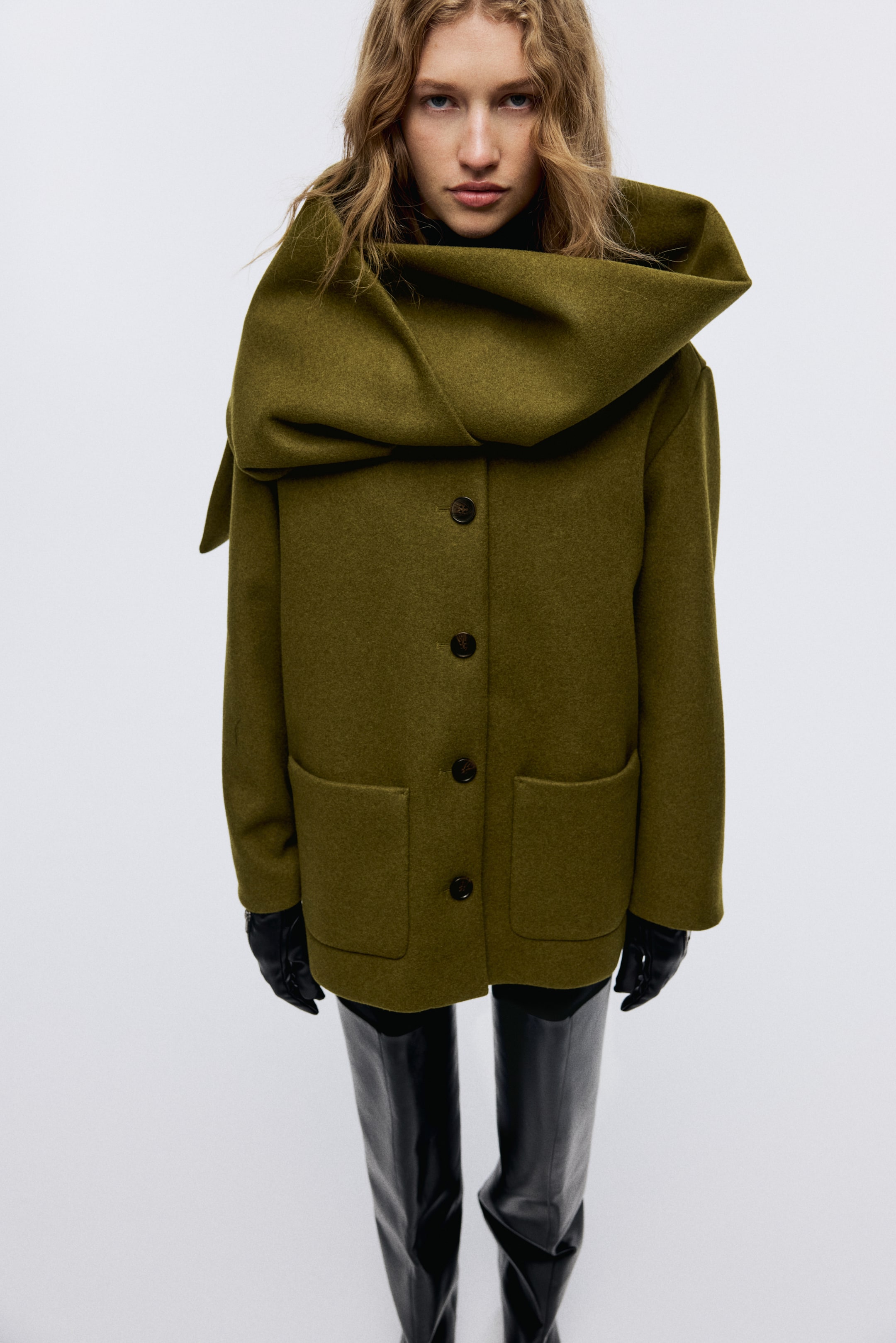 Ampliar la imagen: Abrigo con bufanda - Verde oliva - Ladies | H&M MX 3