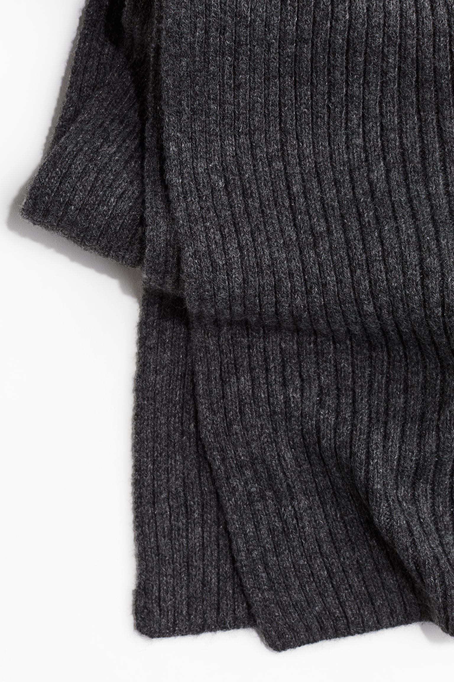 Rib-knit scarf - Dark grey marl - 3