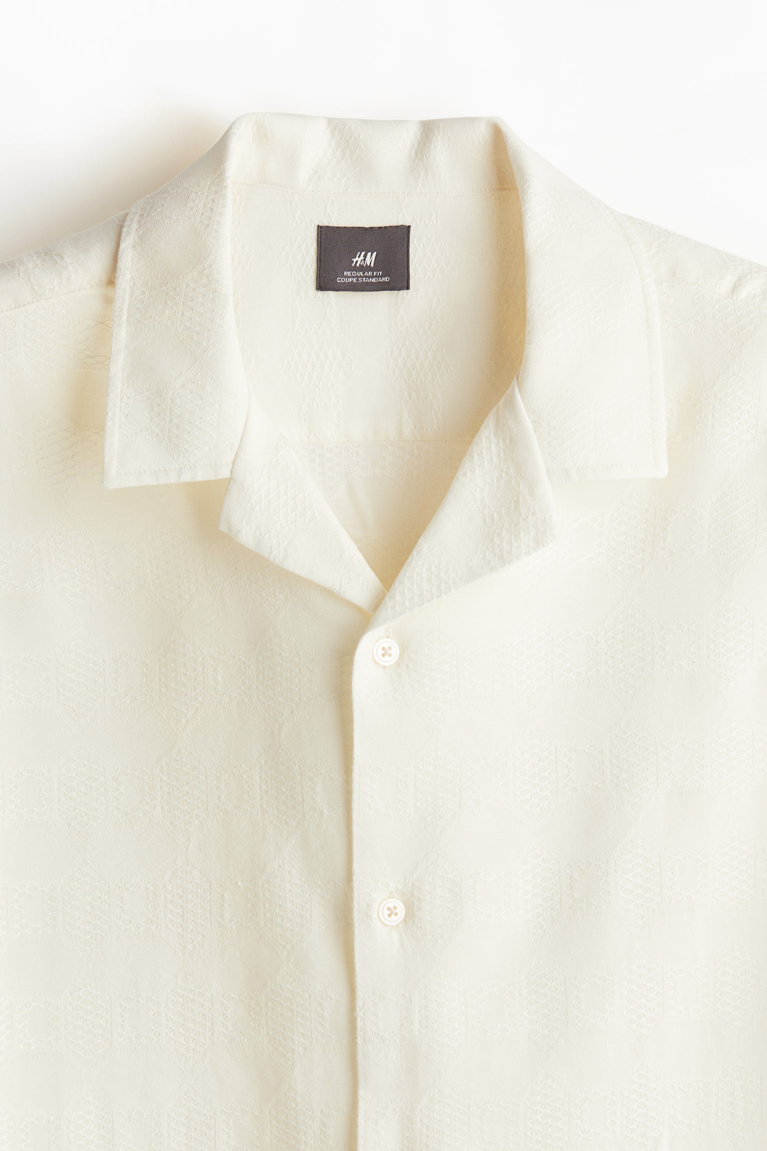 Regular Fit Jacquard-weave resort shirt - Cream - 4