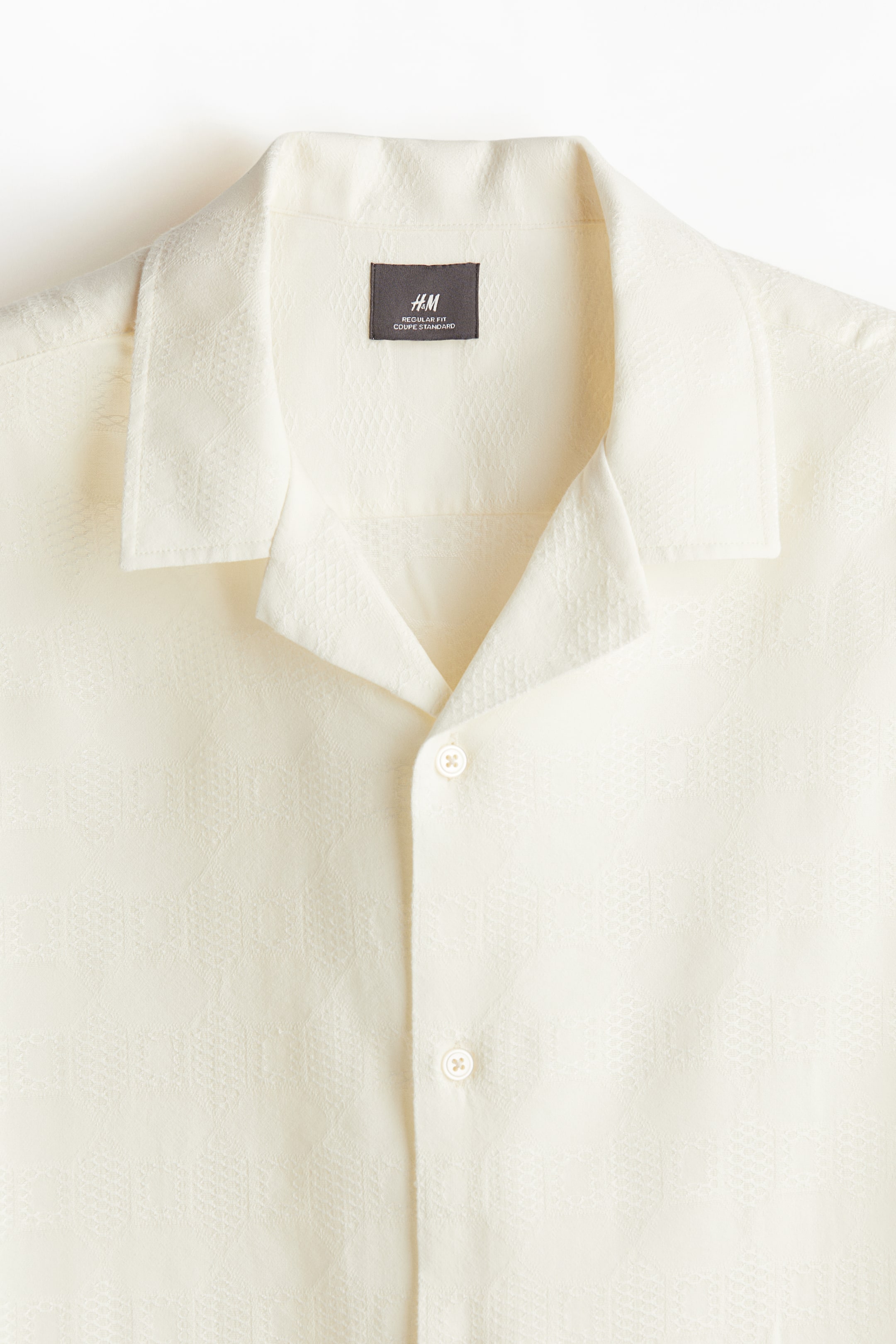 Regular Fit Jacquard-weave resort shirt - Short sleeve - Regular length - Cream - Men | H&M GB 8