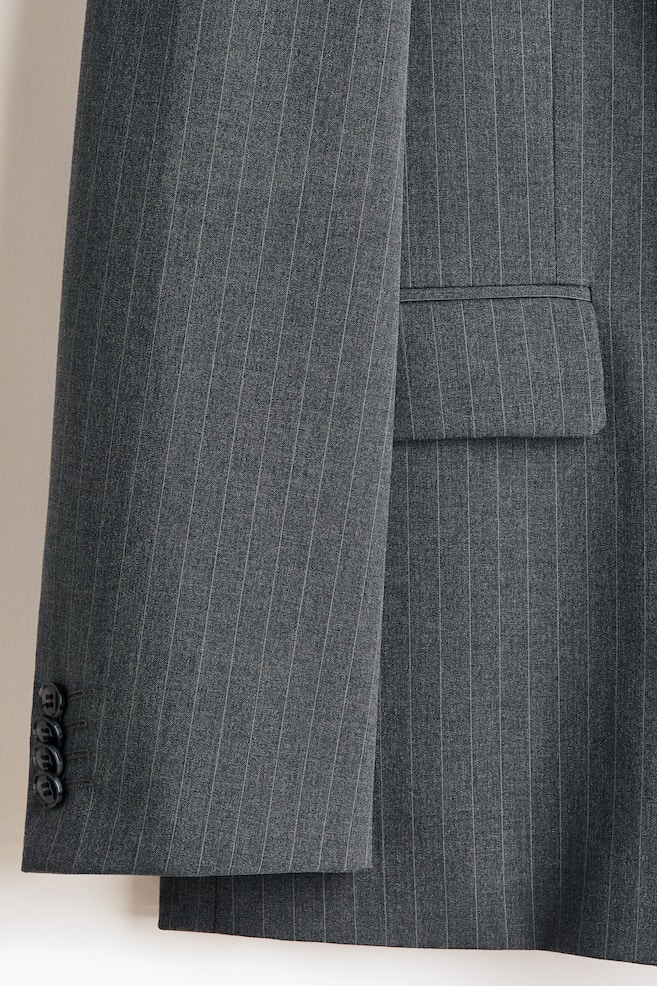 Oversized Single-Breasted Jacket-Gray/pinstriped - 5