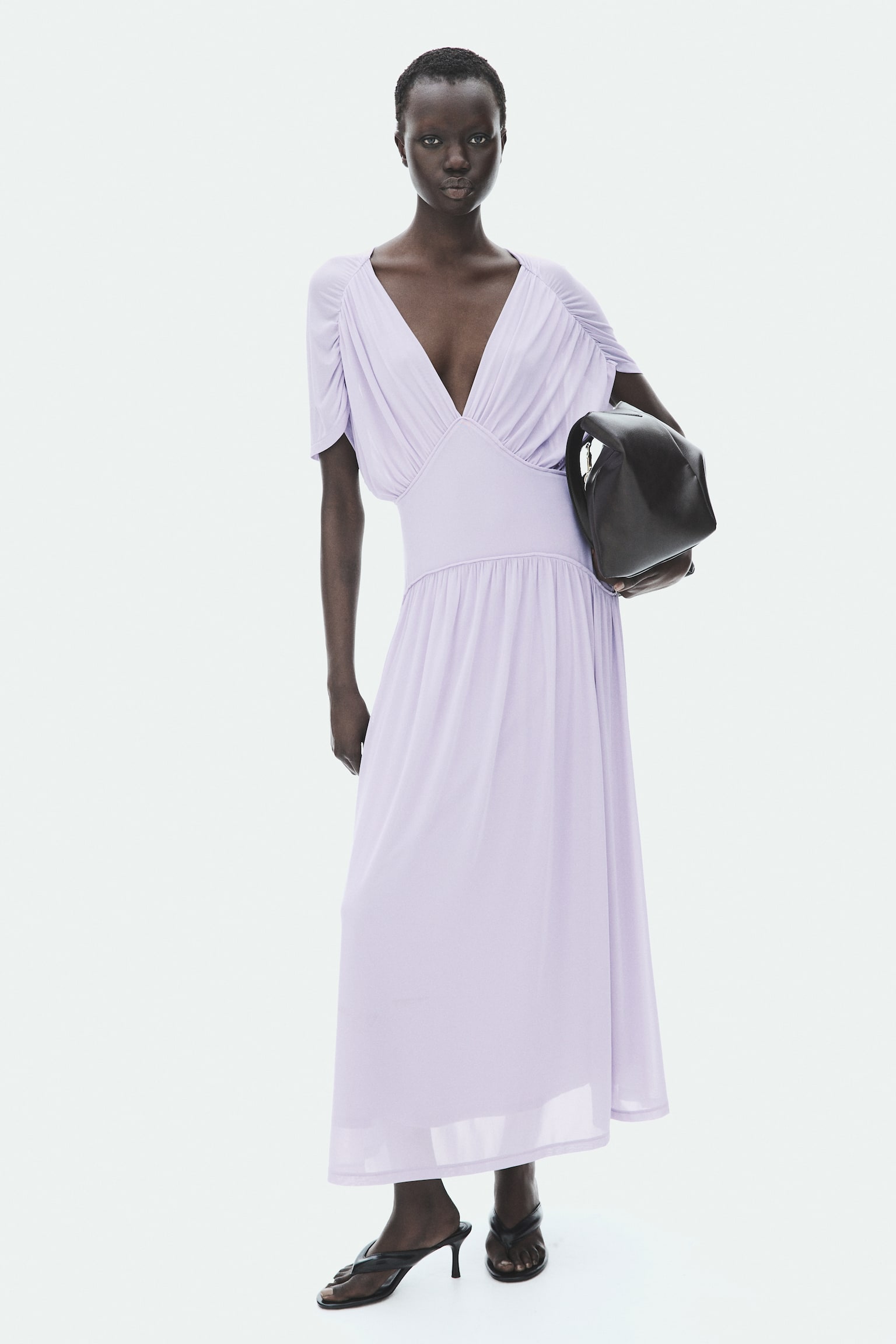 Женское платье H&M Sheer Jersey Midi, цвет: Светлый фиолетовый — фото 3