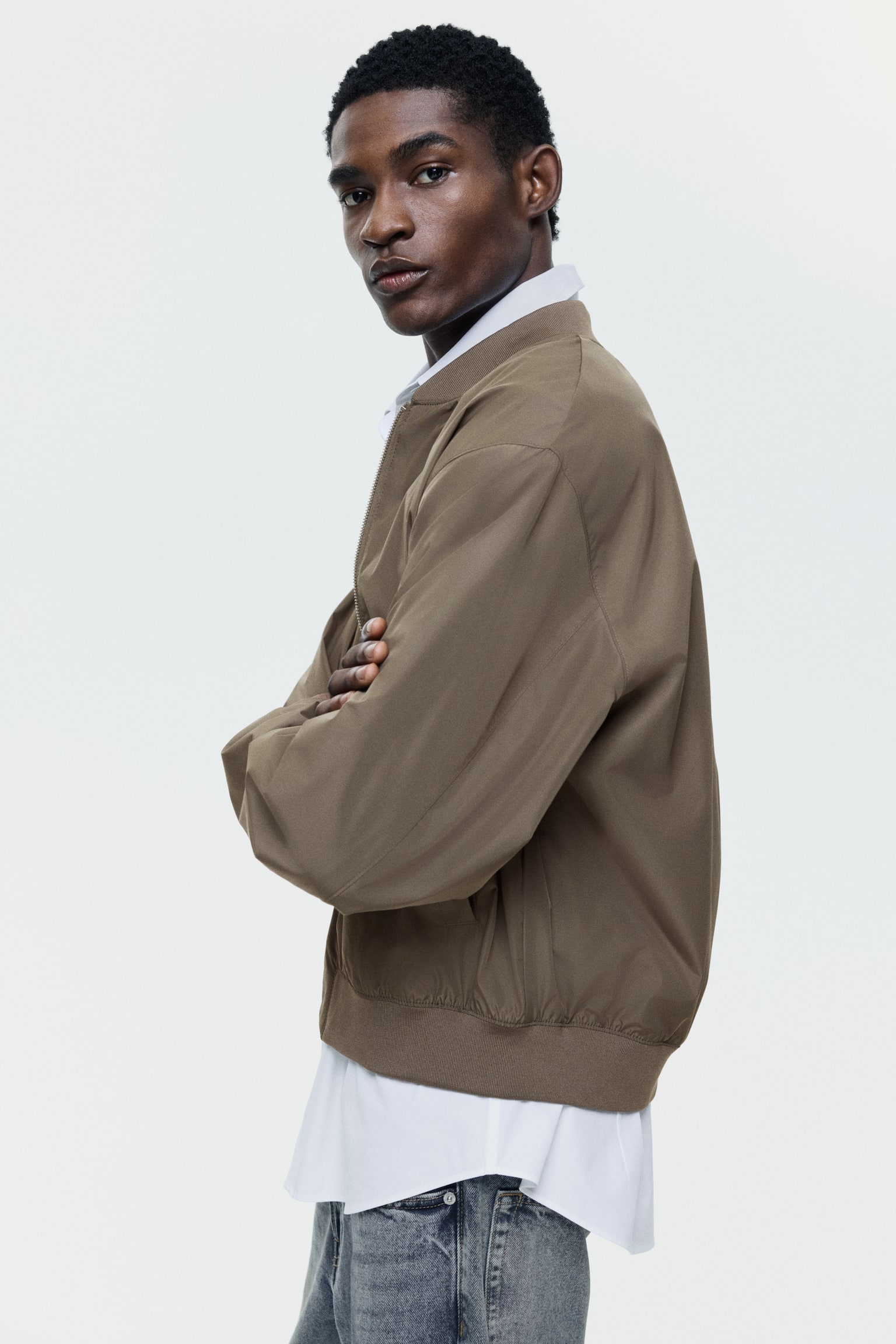 Lightweight bomber jacket - Dark beige/Black/Dark blue - 3