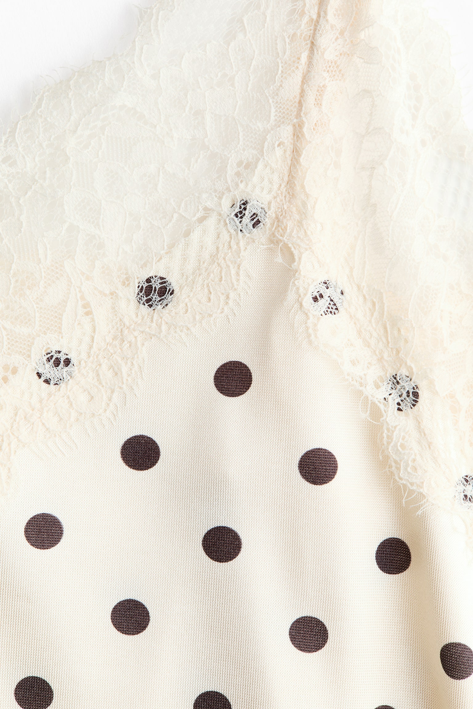 Lace-trimmed slip dress - Cream/Polka dot - 3