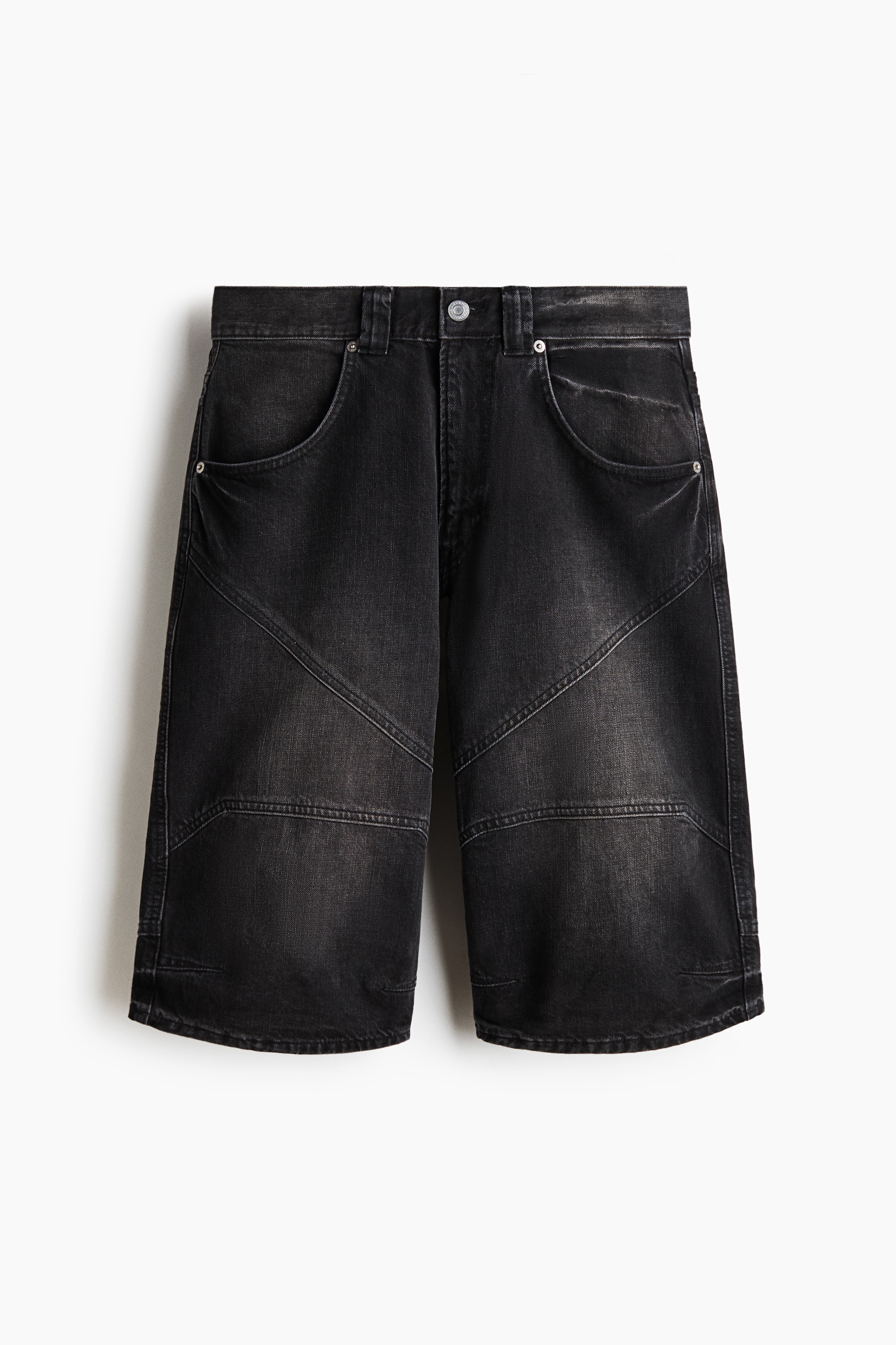Super-Baggy Denim Shorts - Black/Dark denim blue/Denim gray