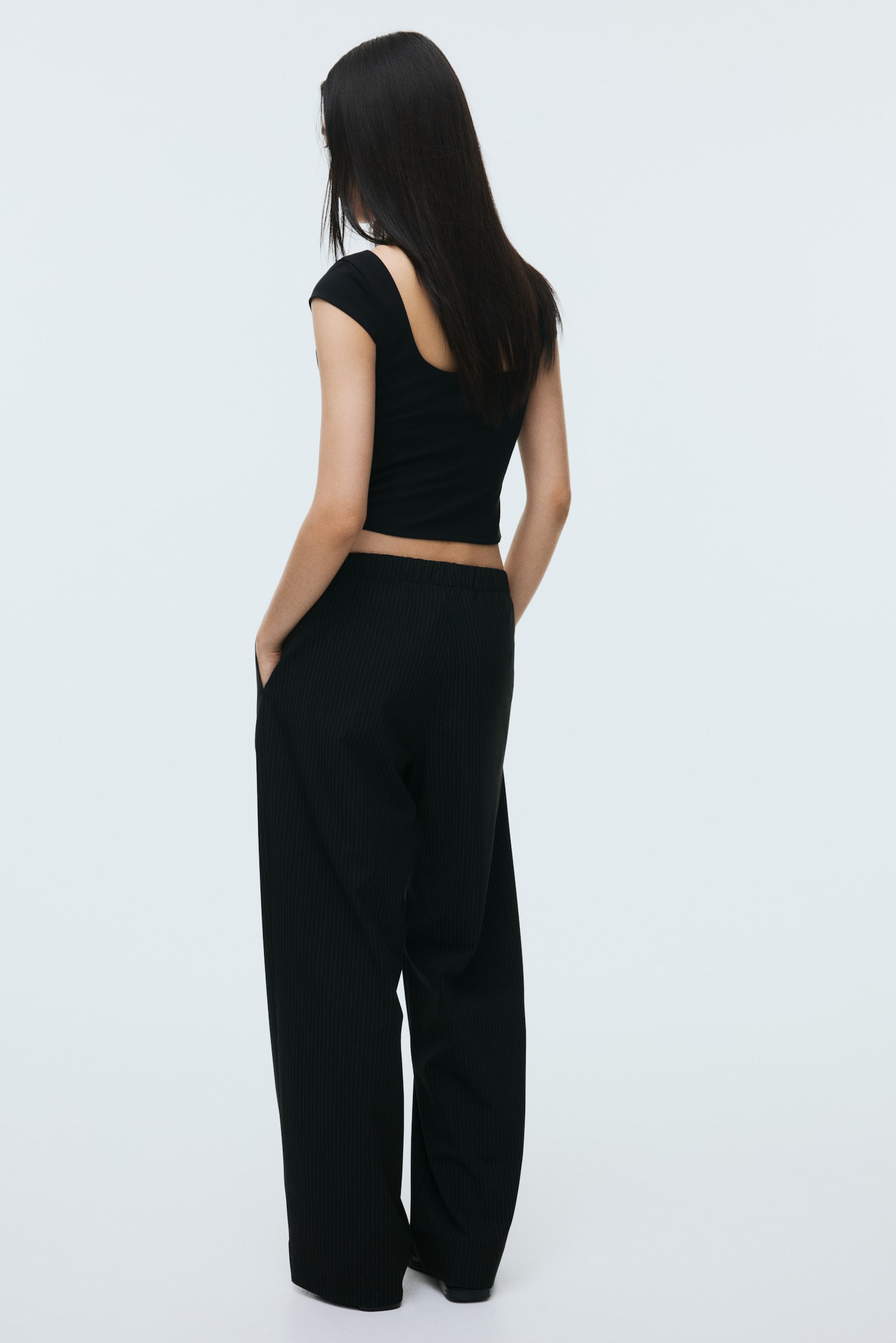 Pull-on trousers - Black/Pinstriped/Black/Checked/Light blue/Checked - 6