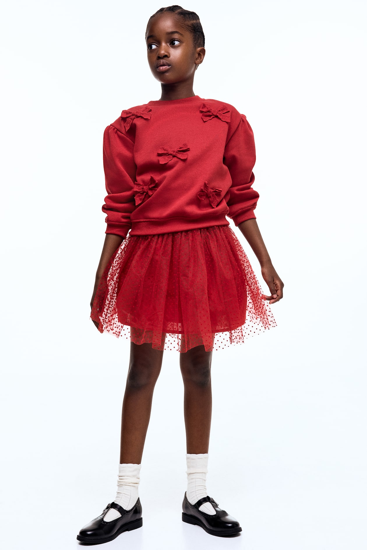 Red Flock-Print Tulle Skirt for kids H&M CA
