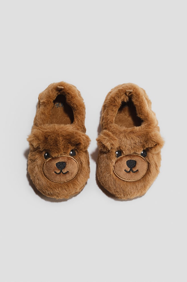 Soft appliquéd slippers - Brown/Light pink/Unicorn/White/Bunnies - 1
