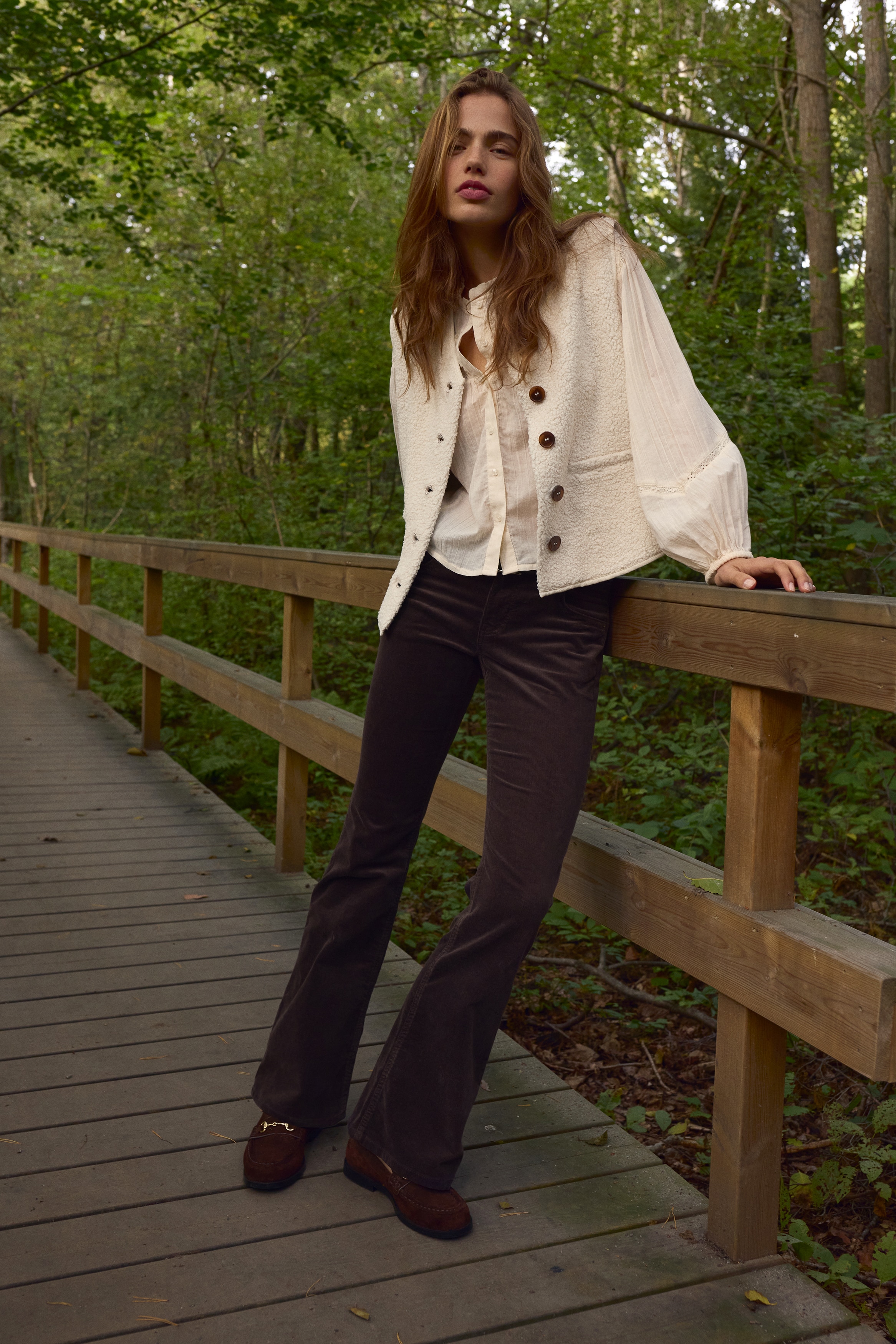 Ausgestellte Cordhose - Dunkelbraun/Schwarz/Dunkelgrün