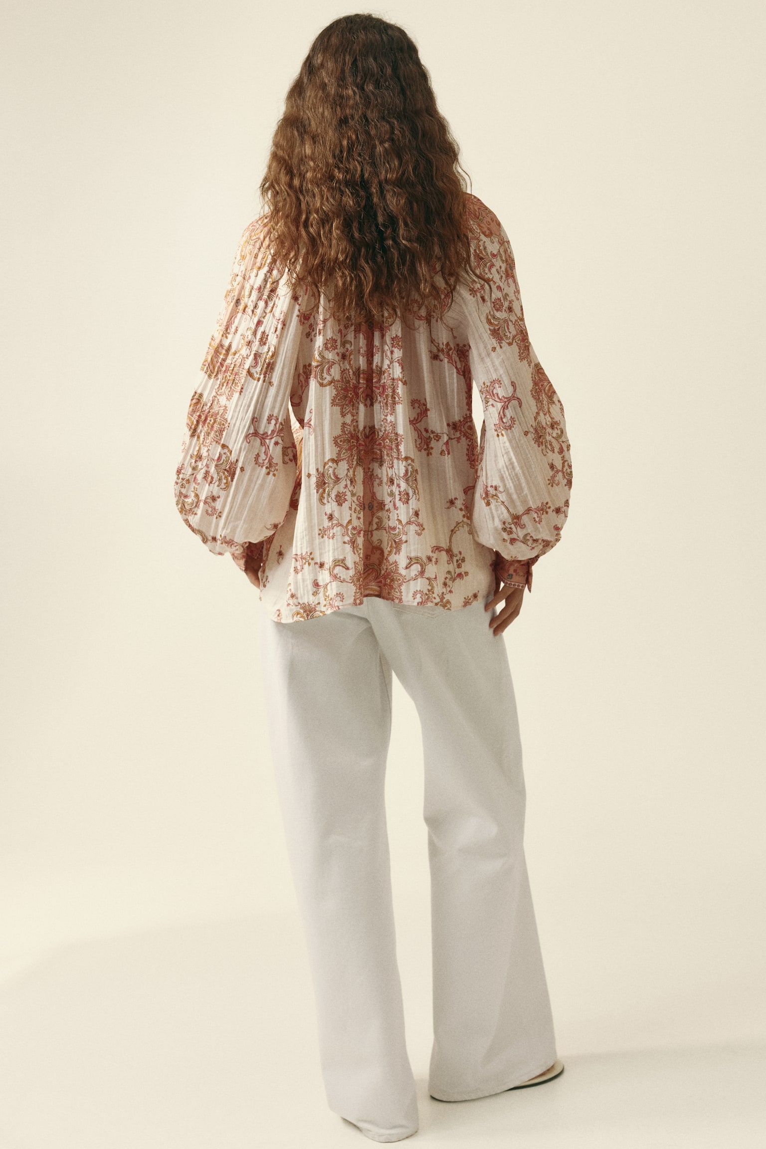 Crinkled blouse - Pink/Paisley pattern - 3