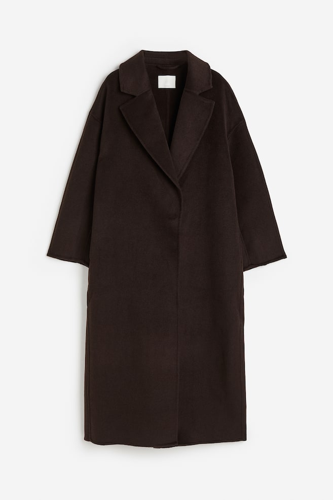 Wool-blend coat - Dark brown/Dark grey - 2