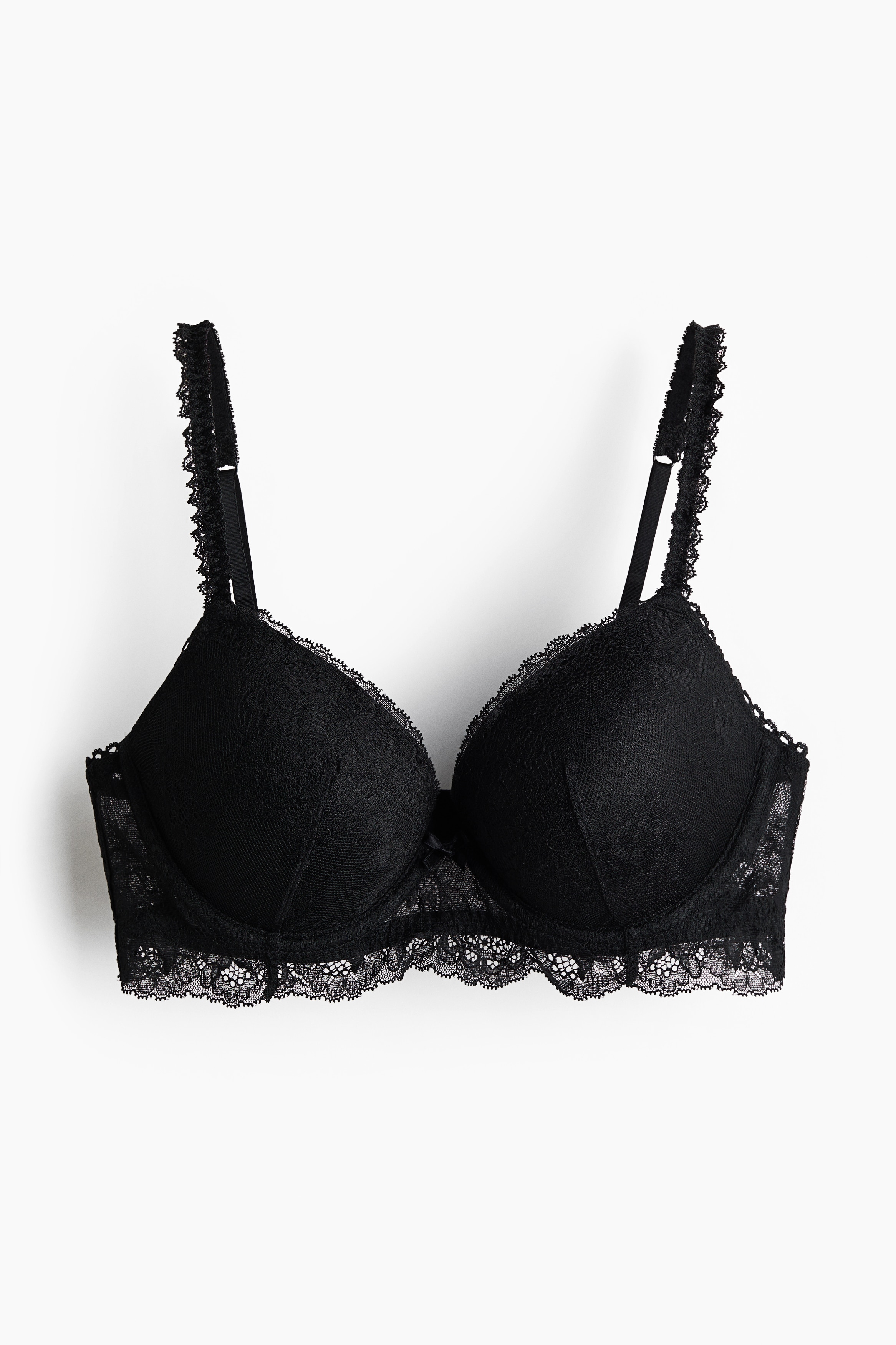 Sutiã push-up em renda - Preto/Creme