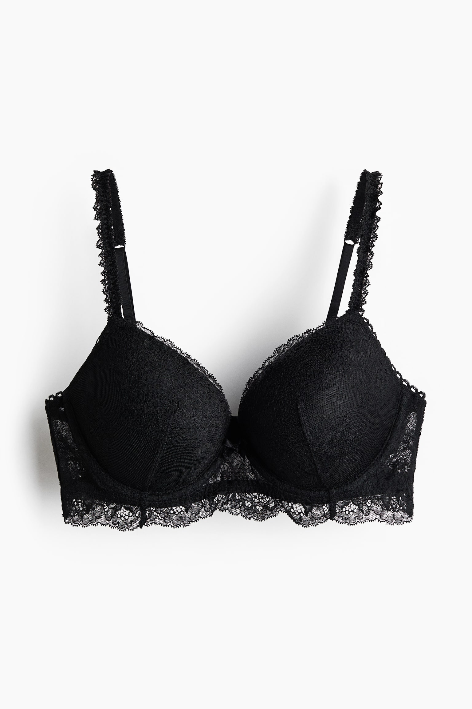 Sutiã push-up em renda - Preto/Creme