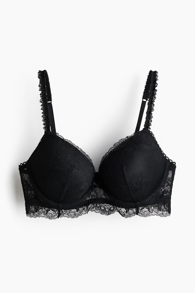 Lace Push-Up Bra - Black - 1
